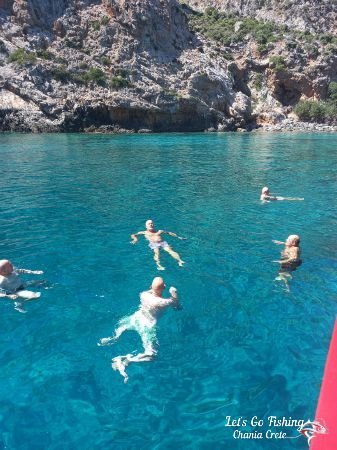 Swim in crystal clear waters in Crete, Greece. Fishing Trips in Chania. Let's Go Fishing